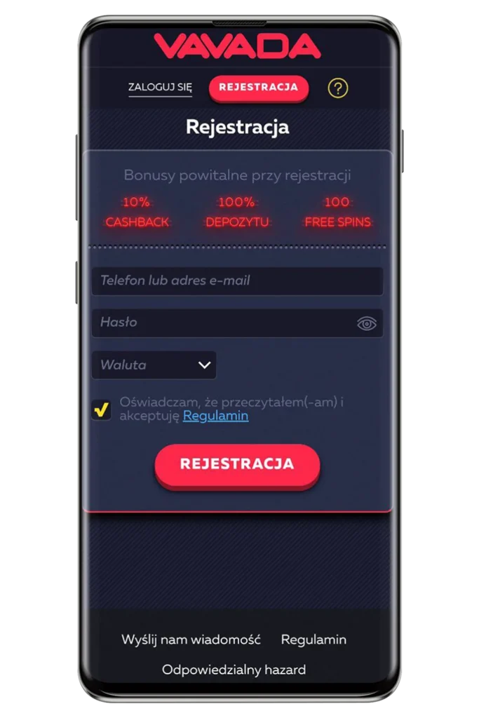 Zrzuty ekranu z oficjalnej strony internetowej kasyna Vavada