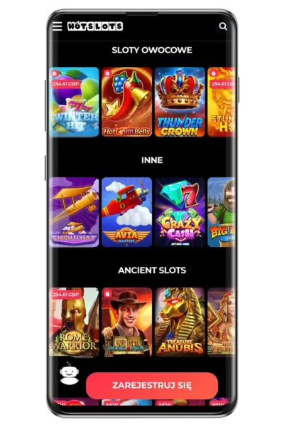 Kasyno HotSlots na urządzeniu mobilnym
